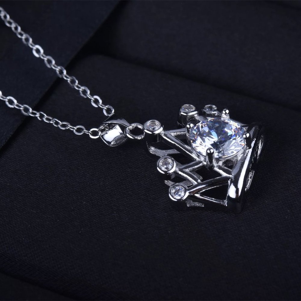 2ct CZ S925 Crown Necklace - Picture 5 of 8